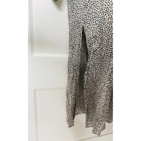Amuse Society Maxi Dress XS/S Leopard Print Side Slit Button Up Breathable Boho - Picture 4 of 11